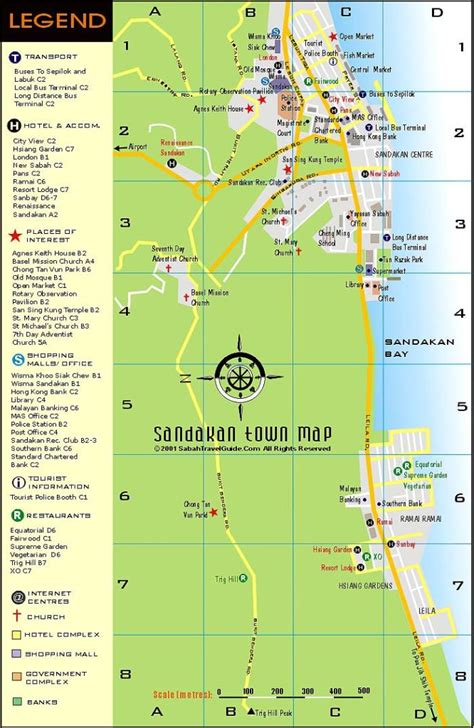 Sandakan map town city river - Malaxi