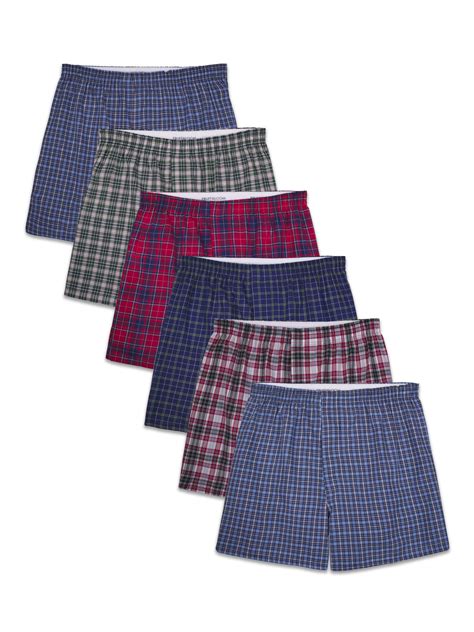 Fruit of the Loom Men's Woven Boxers, 6 Pack, Sizes S-3XL - Walmart.com