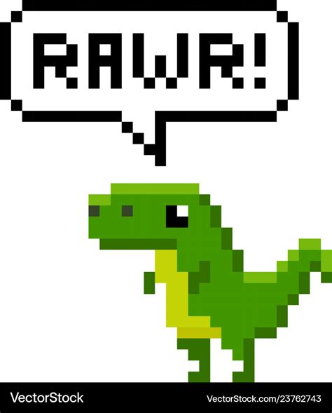 Pixelated cartoon dinosaur saying rawr Royalty Free Vector