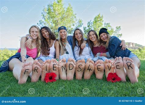 Girls Friends Having Fun Happy Lying On The Beach Royalty-Free Stock ...