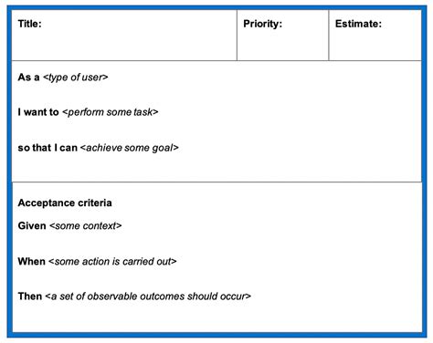 User Story Template Examples for ... | User story template, Word template, User story