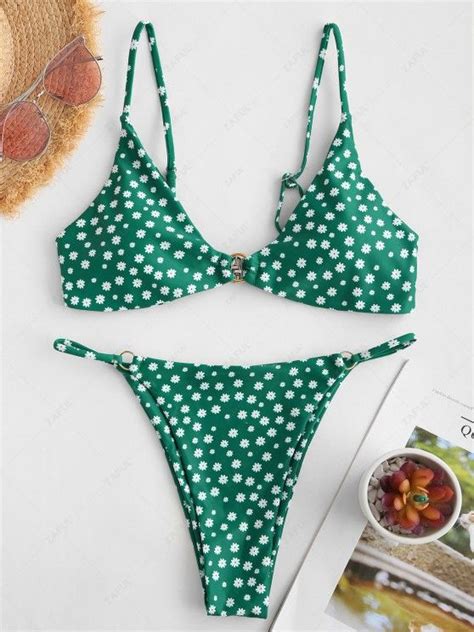 [43% OFF] 2020 ZAFUL Ditsy Print O Ring String Bikini Swimwear In LIGHT ...