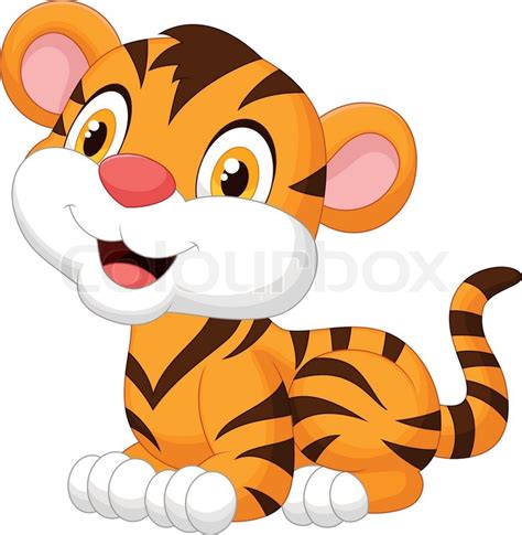 Vector illustration of Cute baby tiger ... | Stock vector | Colourbox