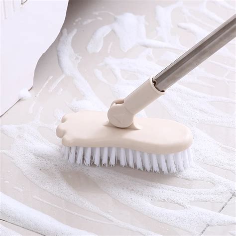 vanzlife Bathroom long handled brush bristles to scrub toilet bath brush ceramic tile floor ...