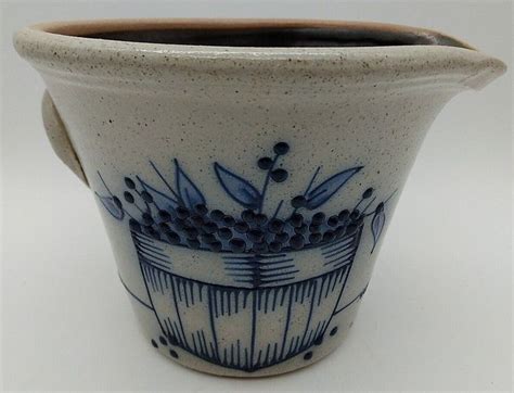 Small Batter Bowl Spout Salmon Falls Pottery 1995 Salt Glaze RAISED Blueberries | eBay in 2022 ...