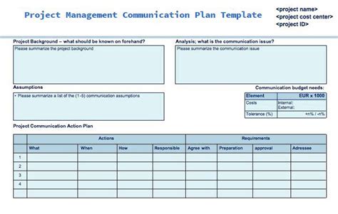 Project Management Communication Plan Template - Excelonist