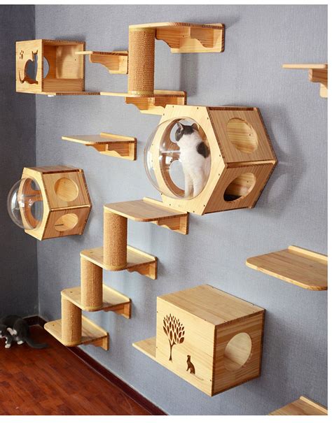 Cat Climbing Frame Pet Cat Tree House Wood Kitten Jumping Platform DIY ...