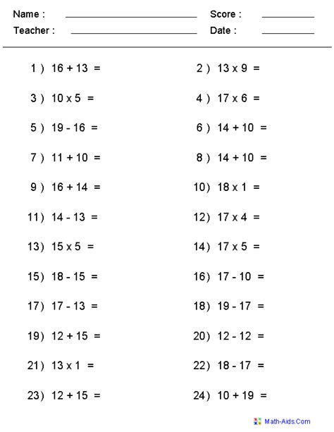 Mixed Problems Worksheets | Mixed Problems Worksheets for Practice | Negative numbers worksheet ...