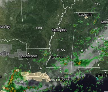 Southern Mississippi Valley Weather Doppler Radar and Satellite Map