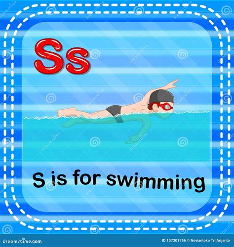 Flashcard Letter S is for Swimming Stock Vector - Illustration of education, board: 107301756