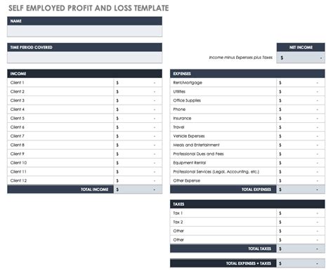 Simple Profit And Loss Template