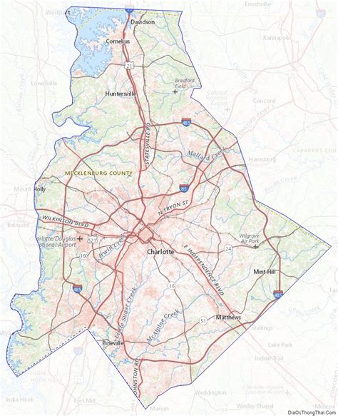 Map of Mecklenburg County, North Carolina - Thong Thai Real