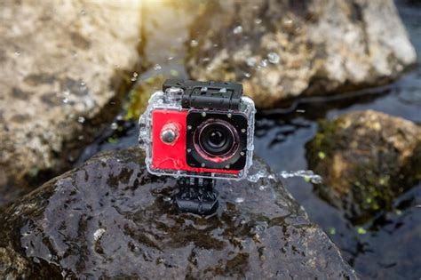 Premium Photo | Action camera in the water in a protected waterproof case