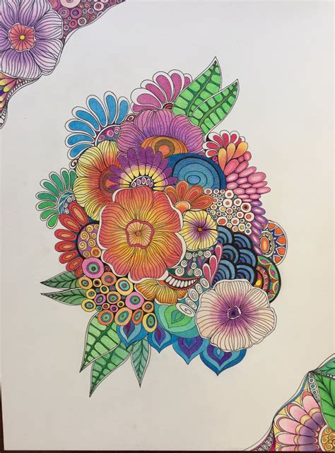 Zentangle Flowers Abstract Flowers Flower Art Colored Flowers Colored Zentangle Zentangle Art ...