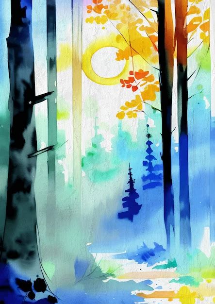 Premium Photo | Watercolor painting of magic forest