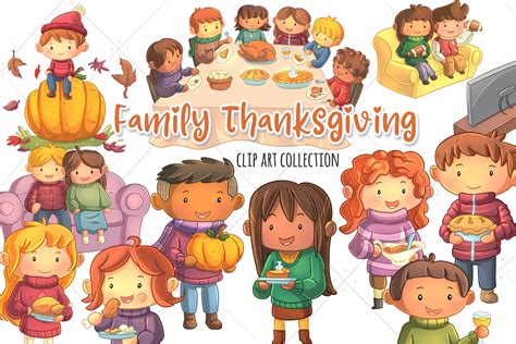 Family Thanksgiving Clip Art Collection Graphic by Keepinitkawaiidesign ...