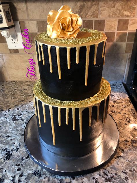 Black and Gold Drip Cake