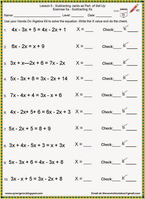 The Worksheets Box: Algebra