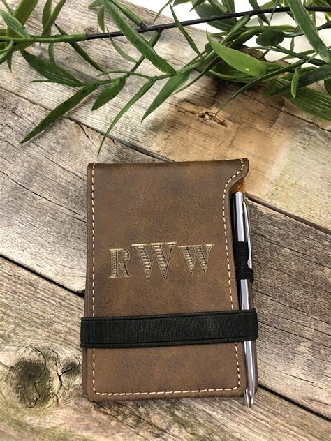 Engraved Leather Notepad With Pen - Etsy