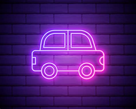 Car pink glowing neon ui ux icon. Glowing sign logo vector isolated on ...