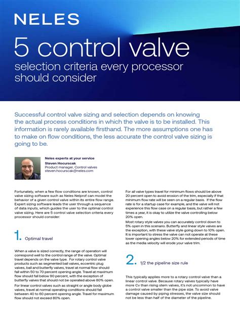 Control Valve Selection Criteria | PDF | Valve | Liquids