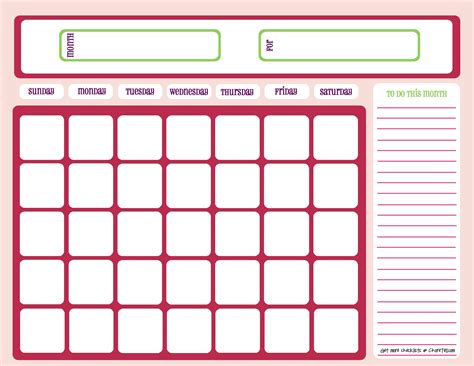 Calendar Templates Printable