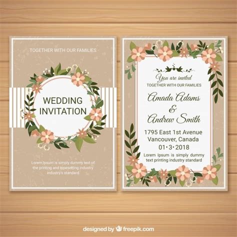 Kostenloser Download Vektor von Hochzeitseinladung mit floralen Ornamenten Family Wedding, Happy ...