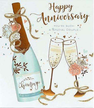 Wedding Anniversary Card - Couples Anniversary Card - for a Special Couple - Champagne Gold Foil ...