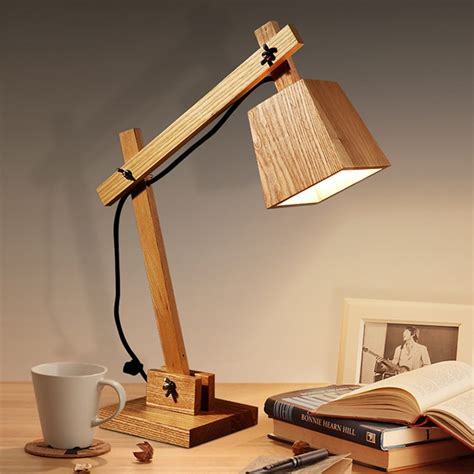 Newest Design Wood Table lamps Desk light Living Room Bedroom Decor 110-240V solid wood table ...