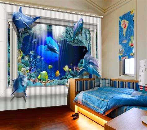 The Underwater World Curtains Modern Blackout Window Curtain Children Boys And Grils room ...