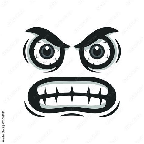 Angry cartoon face. Aggressive emotion Stock Vector | Adobe Stock