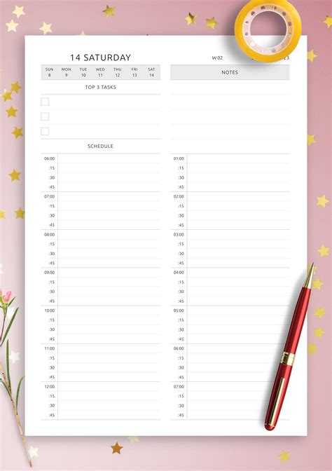 Download Printable Daily Schedule 15 Min PDF