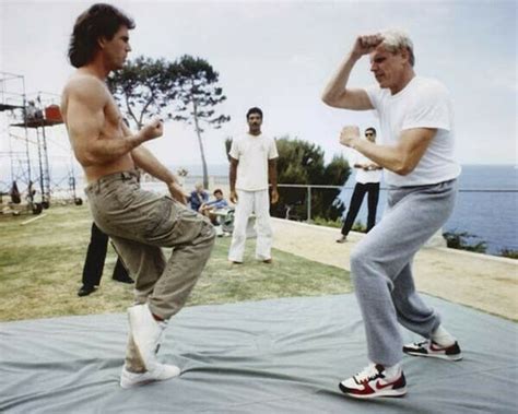 Lethal Weapon on set fist fight practice Mel Gibson & Gary Busey 8x10 inch photo - The Movie Store