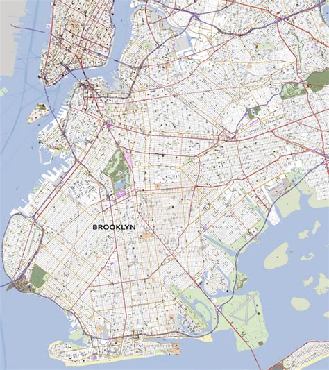 Detailed Vector Map of Brooklyn New York City – Map Illustrators