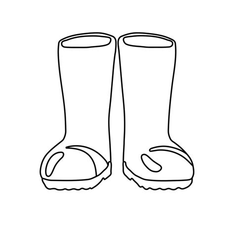 Rubber rain boots in a front view outline doodle sketch. Isolated vector illustration 7522968 ...