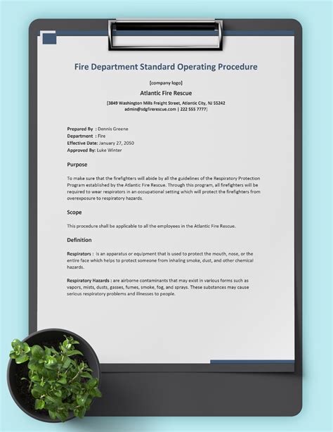 Fire Department Standard Operating Procedure Template in Word, Google Docs - Download | Template.net