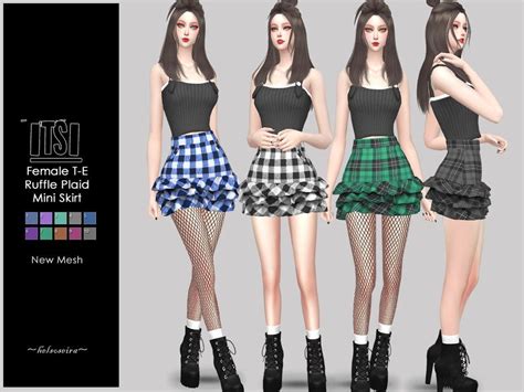 Helsoseira's ITSI - Ruffle Plaid Skirt | Sims 4 mods clothes, Mini skirts, Plaid skirts