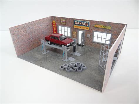 Maßstab 1:43 Diorama Ziegel Auto Garage Modellautos Anzeige Miniatur ...