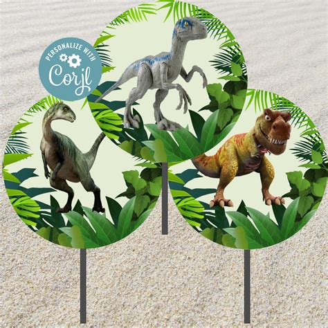 Dinosaur Cupcake Toppers, Cupcake Toppers Free, Jungle Cupcakes, Themed Cupcakes, Dinosaur ...