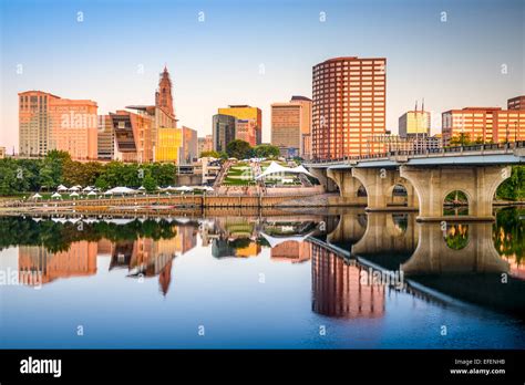 Hartford, Connecticut, USA downtown city skyline on the river Stock ...