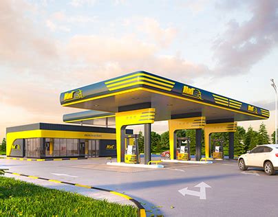 Design of gas station. on Behance