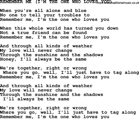 Remember Me I'm The One Who Loves You by Merle Haggard - lyrics