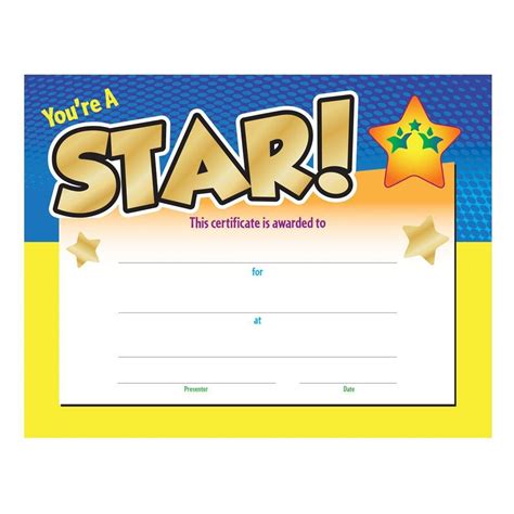 You're A Star! Gold Foil-Stamped Certificate - Pack of 25 | Positive ...