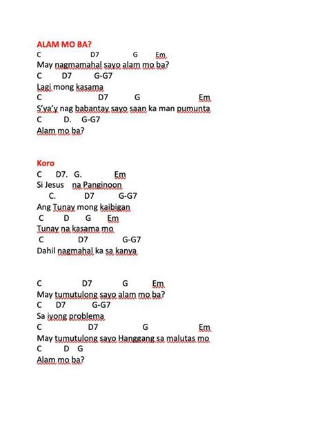 ALAM MO BA Lyrics with chords... - Worship Song's Favourite