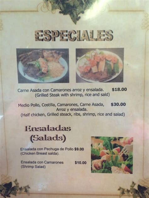 Menu at El Rey Del Pollo restaurant, Nyack