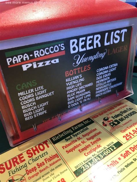 Menu at Papa Rocco's pub & bar, Gulf Shores, 101 W 6th Ave