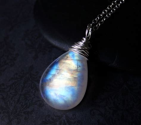 Luna Rainbow Moonstone Necklace on EtsyLuxe Collection by