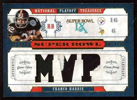 Franco Harris 2008 Playoff National Treasures Super Bowl Material MVP ...