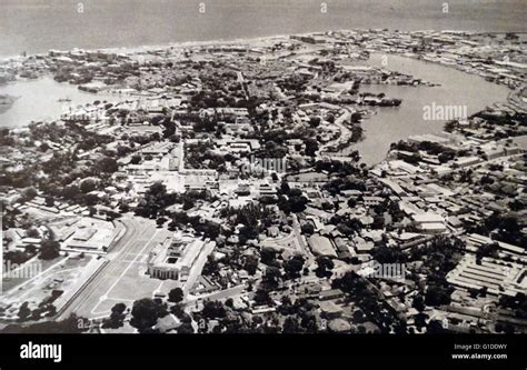 Aerial photograph of British Ceylon, a British Crown colony, in Colombo ...