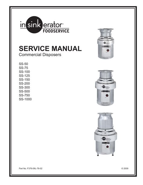 Service Manual for InSinkErator Commercial Disposers